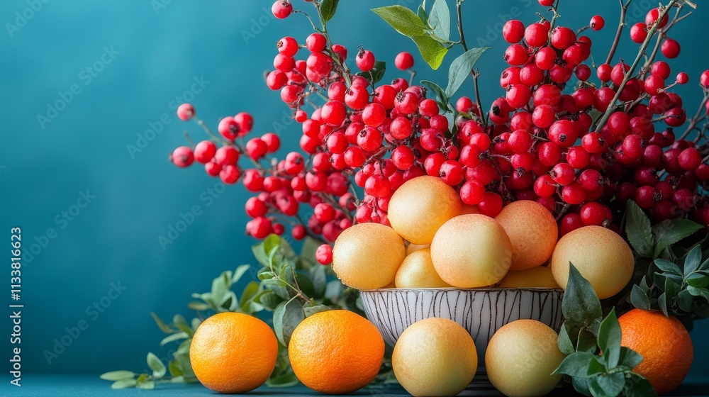 Poster vibrant and dynamic color background patterns, combined with abstract shapes and bold colors such as