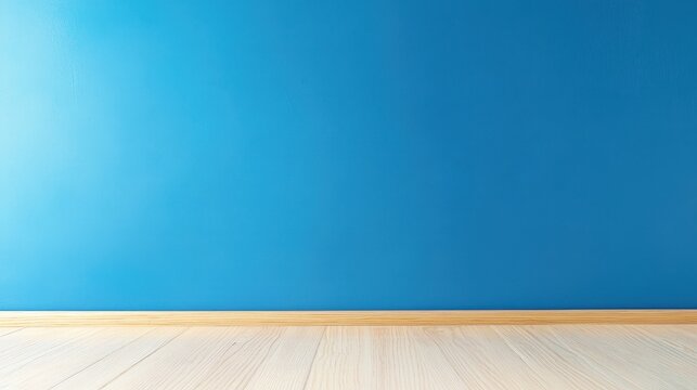 Educational Instruction Resources: Blue Wall, Wooden Floor, White Chair for Classroom Settings and Learning Environments