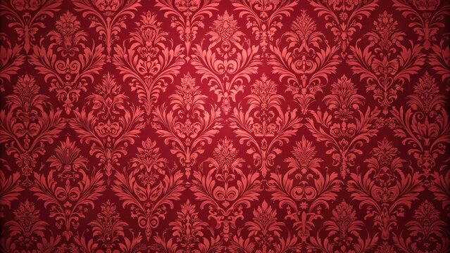 Elegant red damask pattern with intricate floral motifs and a rich texture, red, damask, pattern, elegant, intricate, floral