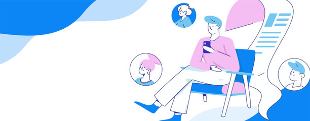 Personnel doing job interview flat vector concept operation hand drawn illustration
