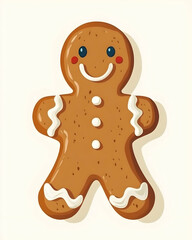 Happy gingerbread man cookie isolated on white.