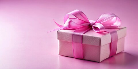 Obraz premium A pink gift box with a festive ribbon perfect for birthdays or holidays, pink, gift, ribbon, present, celebration, special occasion