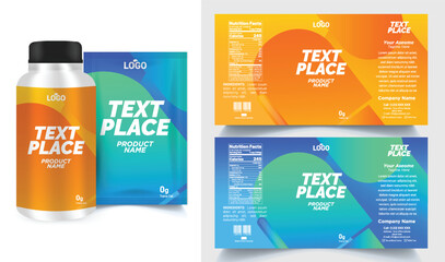 Package template design, Label design, Multi vitamin label sticker design and natural food supplement, pill bottle jar label.