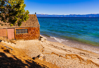 Historic Pump House  on The Shore of Lake Tahoe, Ed Z'berg- Sugar Pine Point State Park, Tahoma,...