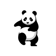 illustration negative space cute panda bear dancing happy	
