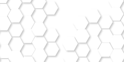Naklejka premium Geometric pattern White Hexagonal Background. Luxury White Pattern. 3D Futuristic abstract honeycomb mosaic white background. geometric mesh cell texture. modern futuristic wallpaper.