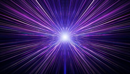 Vibrant purple and blue light streaks converge at a central point, creating a dynamic and energetic burst of color.