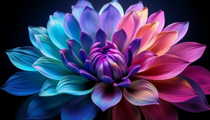 Vibrant Rainbow Dahlia in Full Bloom