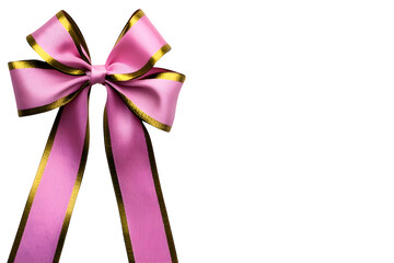 Elegant Pink Ribbon Bow with Golden Edges Perfect for Gift Wrapping, Decoration, and Craft Projects to Add a Touch of Color and Sophistication
