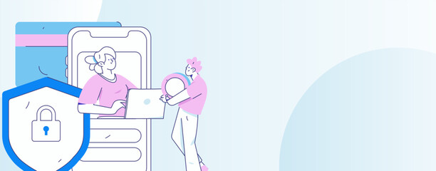Online shopping payment security character flat vector concept operation hand drawn illustration
