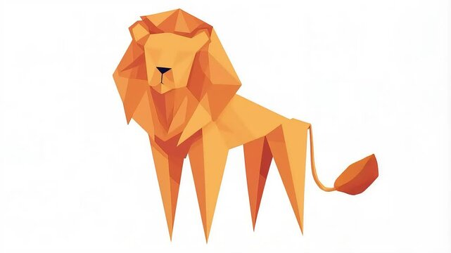 Geometric Lion Animation in Bold Orange Tones