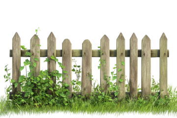 Wooden Garden Fence Panels with Isolated on Transparent Background
