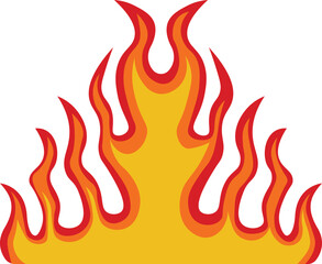 Fire Frame Illustration in Red and Orange Color Design.  Isolated on White Background
