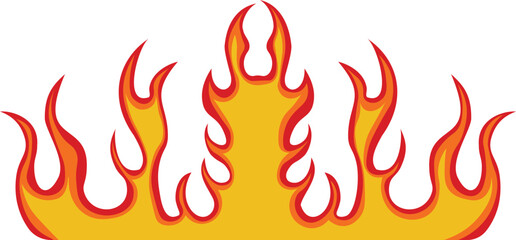 Fire Frame Illustration in Red and Orange Color Design.  Isolated on White Background