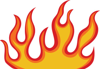 Fire Frame Illustration in Red and Orange Color Design.  Isolated on White Background