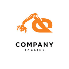 Letter Q Grapple Excavator Logo Icon Vector