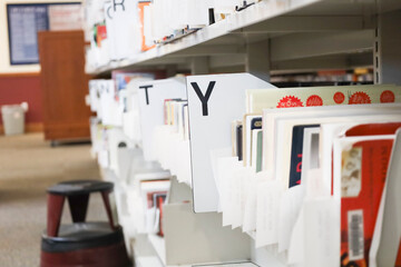 Held books for self pickup on shelves in library