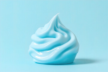 A blue, colourful, lush dollop of body butter in a fluid shape on a solid colour background. (Generative AI)
