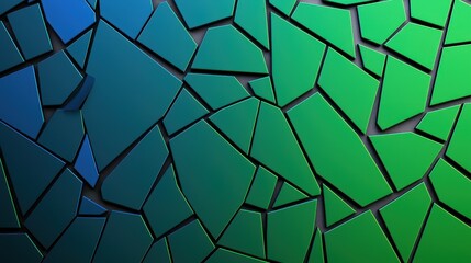 Obraz premium A colorful mosaic of broken tiles in shades of blue and green, creating a visually striking abstract pattern.