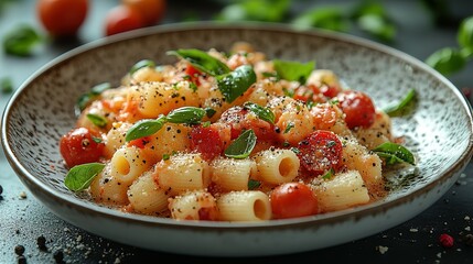 Delicious Pasta Dish With Tomatoes and Basil