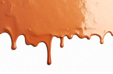 mocha mousse paint dripping down on white background