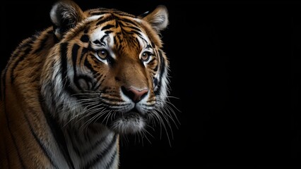 Majestic Tiger Portrait Against Black Background