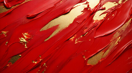 fondo rojo de pintura acrilica o al oleo con detalles en color dorado elegante para cuadro decorativo detalles de textura y diseño moderno