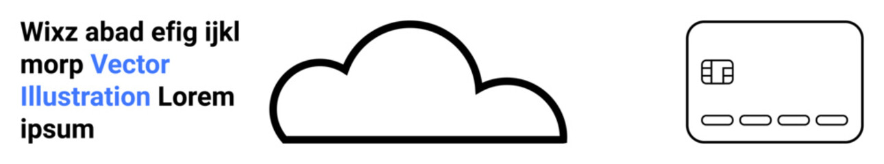 Cloud icon, text, and credit card symbol illustrate cloud-based services and digital transactions. Ideal for cloud computing, online security, digital economy, tech startups, fintech, web services