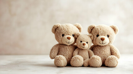 Obraz premium Adorable Teddy Bear Family Sitting Together Sweetly