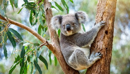 Fototapeta premium Koalas in Eucalyptus Trees: Symbols of Australian Wilderness