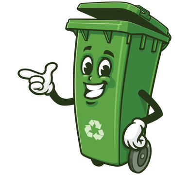 recommend clip art: Smiling Trash Bin  Cartoon Character Mascot Illustration Vector Clip-art Hand-drawn Logo Design 
