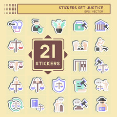 Fototapeta premium Sticker Set Justice. related to Education symbol. simple design editable