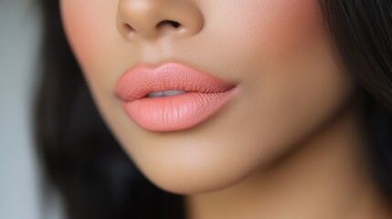 Fototapeta premium Blush + Brush: Makeup brush picking up blush powder, delicate bristles, detailed shot, soft focus 