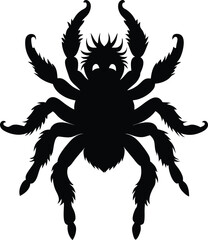 Black Silhouette of a Hairy Tarantula Spider Vector Illustration: Creepy Arachnid Graphic for Halloween, Horror, and Design Projects