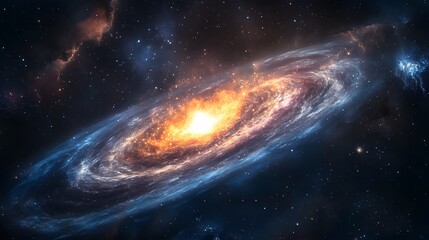 Fototapeta premium Fiery Galactic Collision Cosmic Explosion In Space