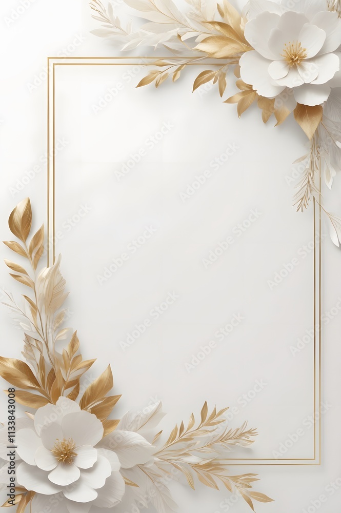 Poster a floral frame on a white background with copy space is used for your message. generated by ai