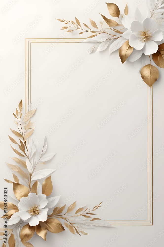 Poster a floral frame on a white background with copy space is used for your message. generated by ai