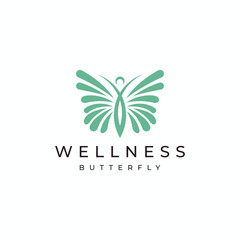 Flying Butterfly People for Beauty and Wellness Logo Design Vector