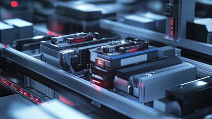 Futuristic Technology Close-up of Circuit Boards and Components