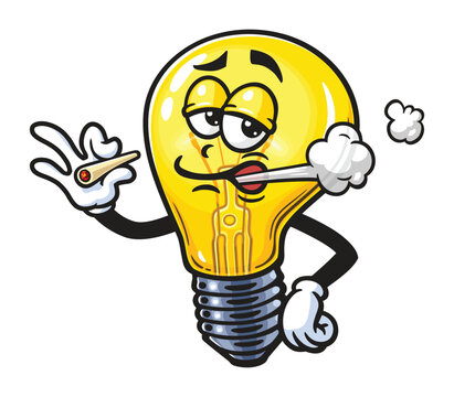 recommend clip art: Smoking Light Bulb Cartoon Character Mascot Illustration Vector Clip-art Hand-drawn Logo Design 