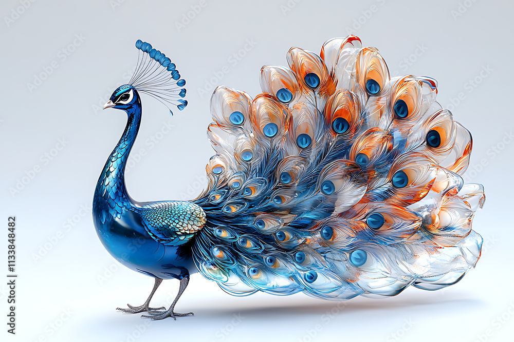 Aufkleber peacock displaying its colorful feathers in an artistic representation