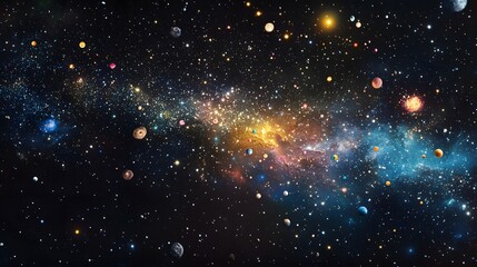 Obraz premium Celestial Bodies Scattered Across A Vast Nebula