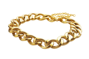 Elegant Gold Necklace with Isolated Pendant with isolated on transparent background