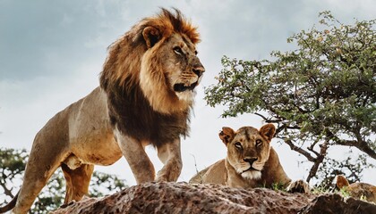 Majestic Lions in Africa's Stunning Savannah Landscape