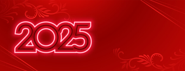 neon style 2025 new year festive wallpaper with copy space