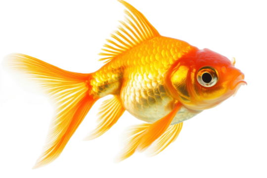Bright Orange Goldfish Swimming with isolated on transparent background