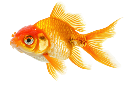 Fancy Goldfish with Flowing Fins with isolated on transparent background