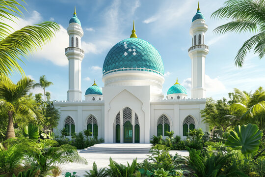 mosque and Ramadan Kareem greetings social media poster