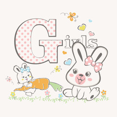 Adorable rabbit vector illustration joyfully holding a fresh carrot in a whimsical and colorful setting
