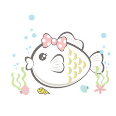 Beautiful and adorable fish vector swimming joyfully in the clear sea with vibrant marine life
